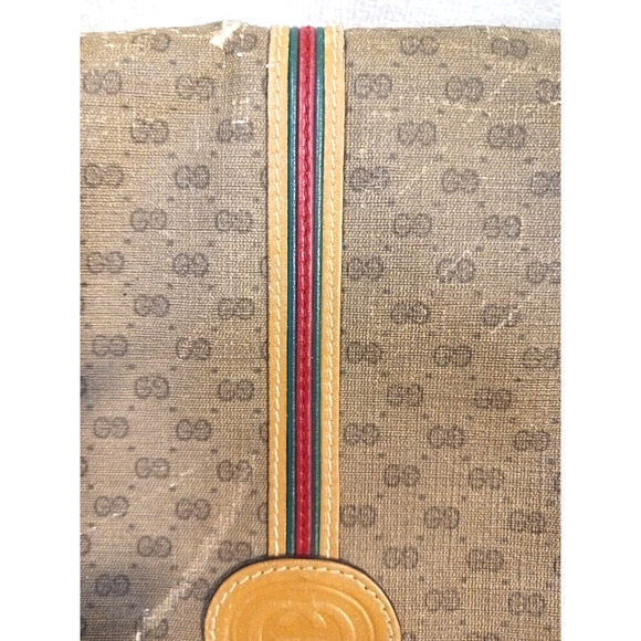 1980'S GUCCI RED & GREEN Ribbon WEB MONOGRAM GG CROSSBODY STYLE Shoulder Bag - Picture 6 of 15